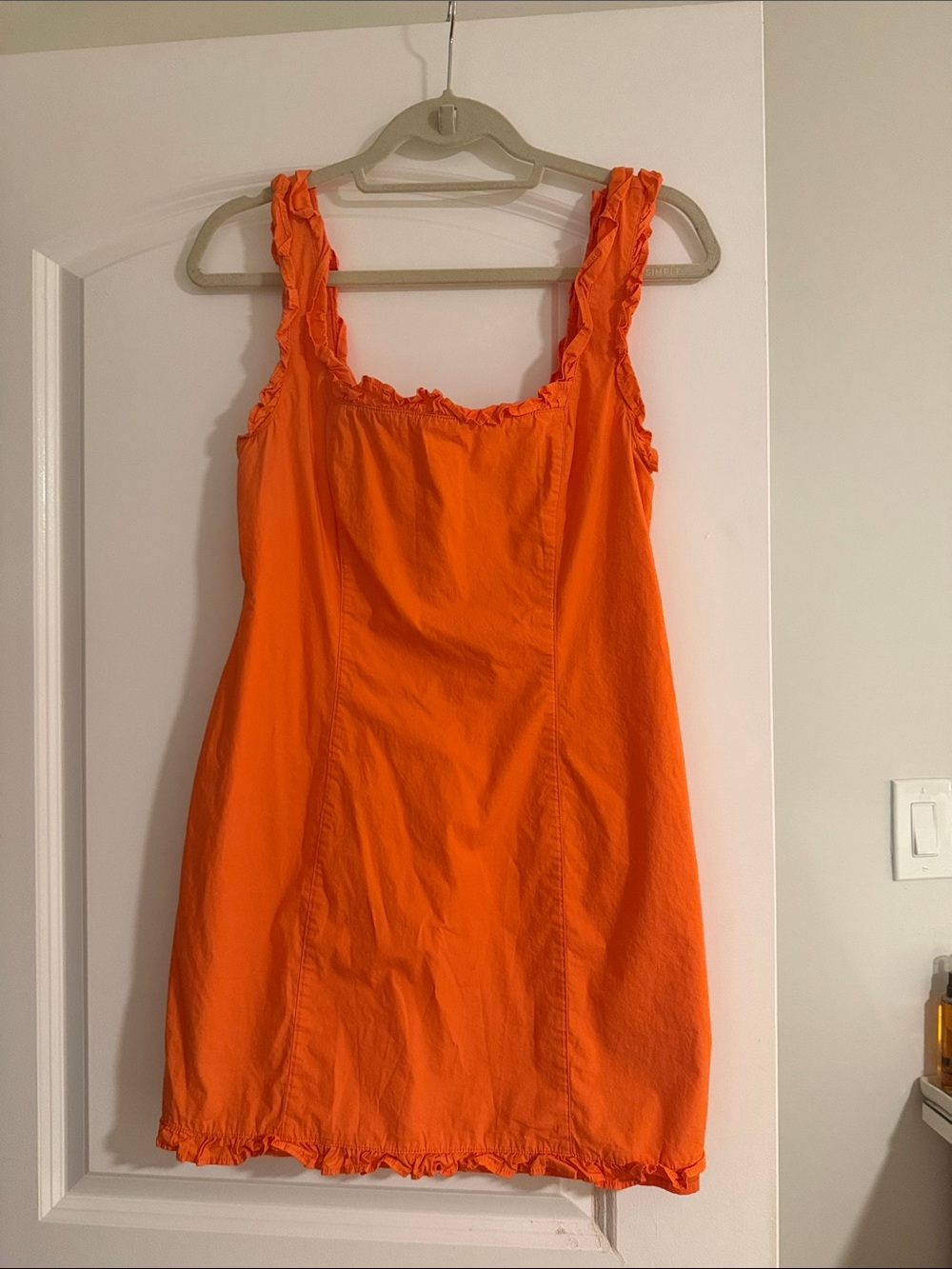 J Crew Orange Ruffle Trim Mini Dress